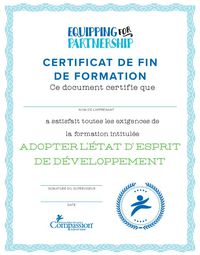 Certificat de réussite à la formation « Adopter un état d'esprit de développement »