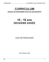 Curruculum  des Adolescents Compassion Haiti 15-18  ans Année 2